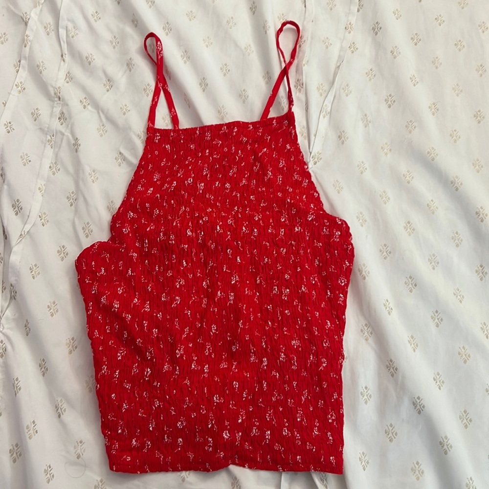 Red floral top